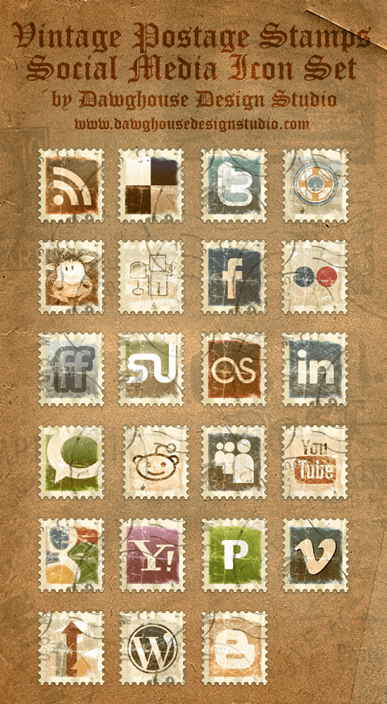 Vintage-Stamp-icons