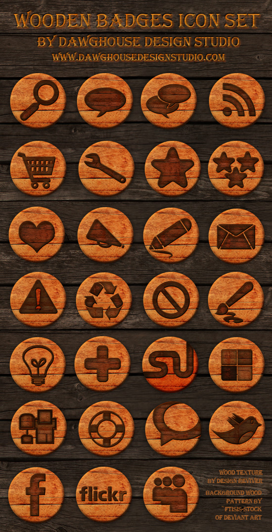 Wooden-Badges-Icons