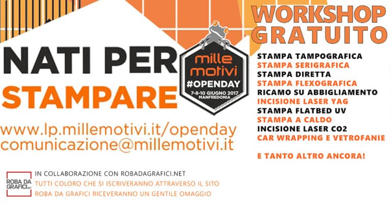 3 giorni di Workshop gratuiti per scoprire tutto sui processi di stampa!