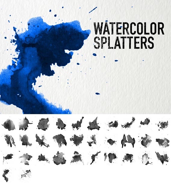 Watercolor_Splatters_by_dennytang 50 Of The Best Watercolor Brushes To Create Beautiful Designs