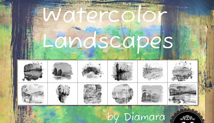 Landscapes watercolor photoshop brushes free
